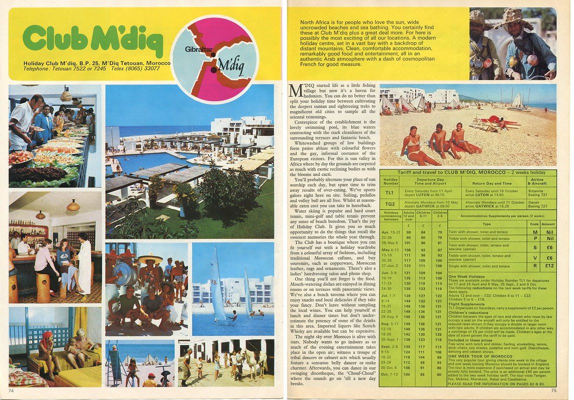 Pontinental Club Mdiq Morocco 1976 brochure