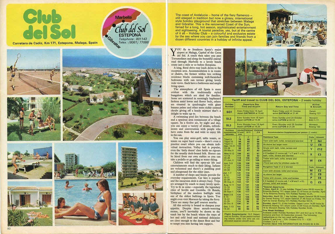 Pontinental Club del Sol Resort Malaga 1976 brochure