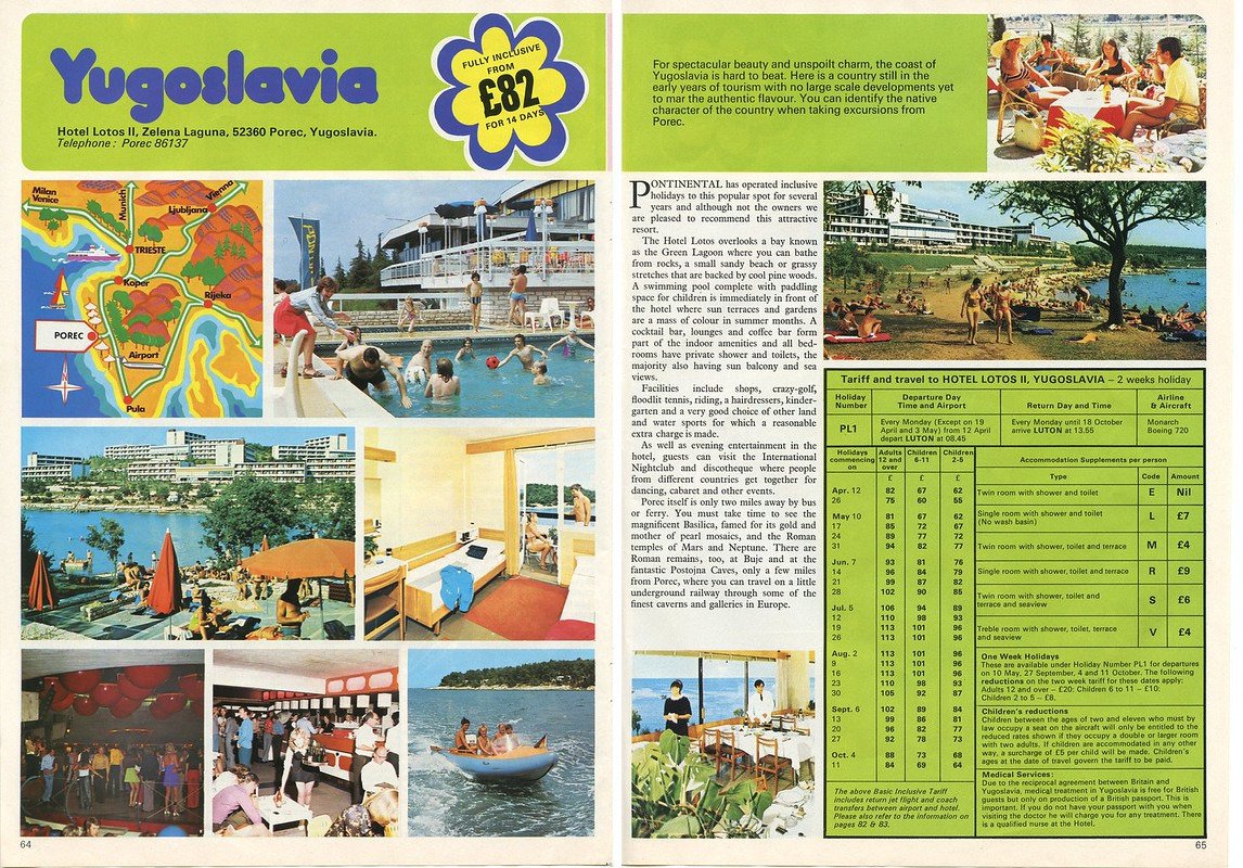 Pontinental Hotel Lotus Resort Yugoslavia 1976 brochure