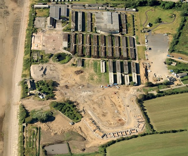 aerial view of Pontins Middleton Tower Holiday Camp being demolished