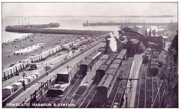 Merrie England & Pleasurama: Ramsgate's amusement park vintage postcard of ramsgate harbour railway station