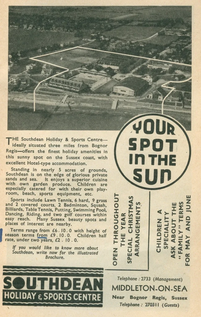 Southdean Holiday Camp 1955 advert