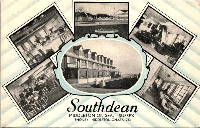 Vintage multi view postcard showing the Southdean Hotel in Middleton on Sea