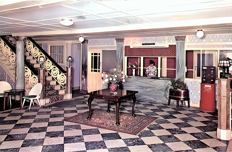Southdean Holiday Camp, Middleton on Sea Vintage postcard showing the hotel lobby at Southdean Hotel in Middleton on Sea