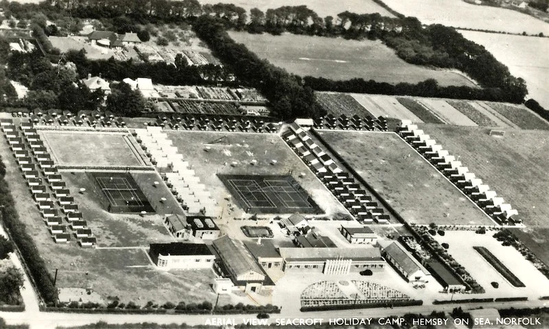 Vintage aerial view of Seacroft holiday camp in Hemsby