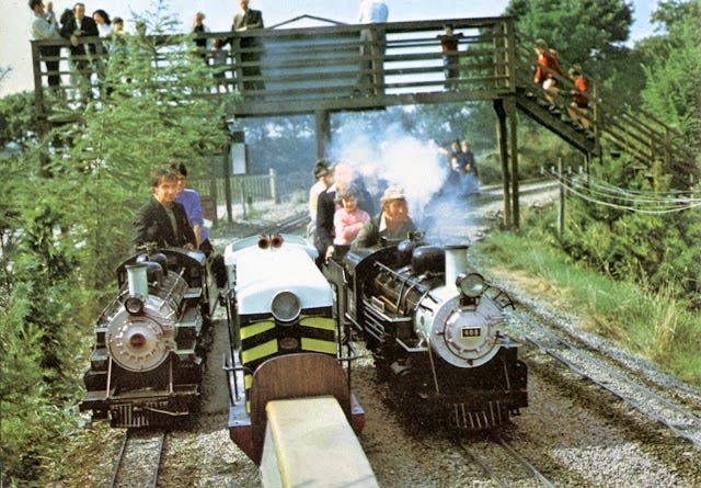 Dobwalls Forest Railroad with Queen of Colorado (left), the American switcher and General Palmer 1973