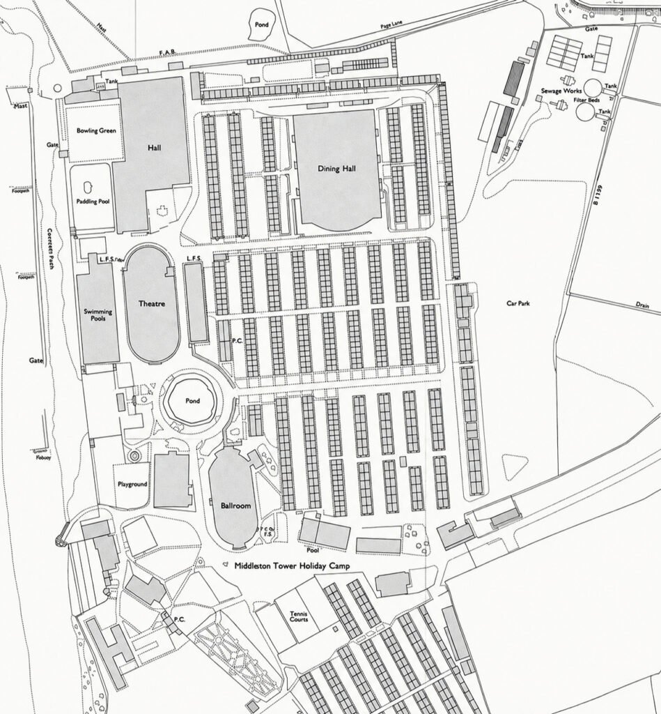 1960s map of Middleton Tower Holiday camp