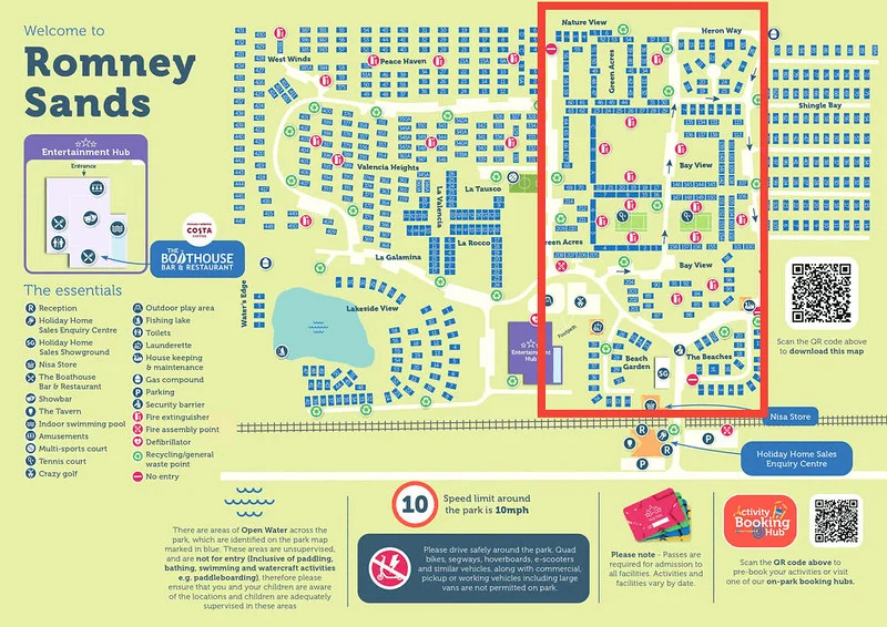 Present day map of Romney Sands caravan Park in Kent