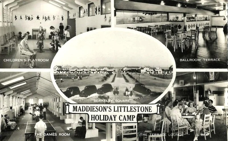 Vintage multiview postcard of Maddiesons Littlestone Holiday Camp