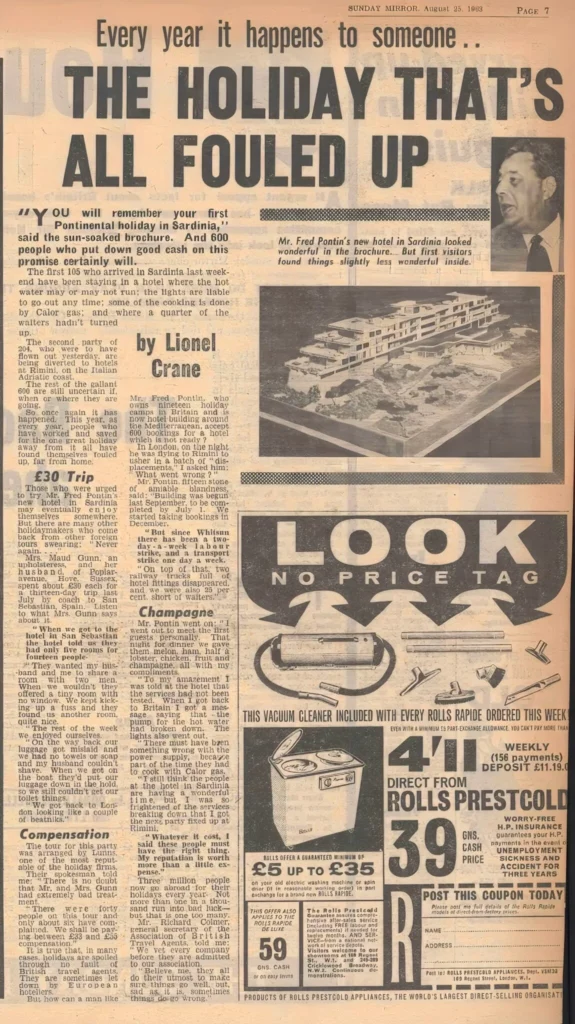 1963 press cutting on the new Pontinental hotel being built in Saedinia