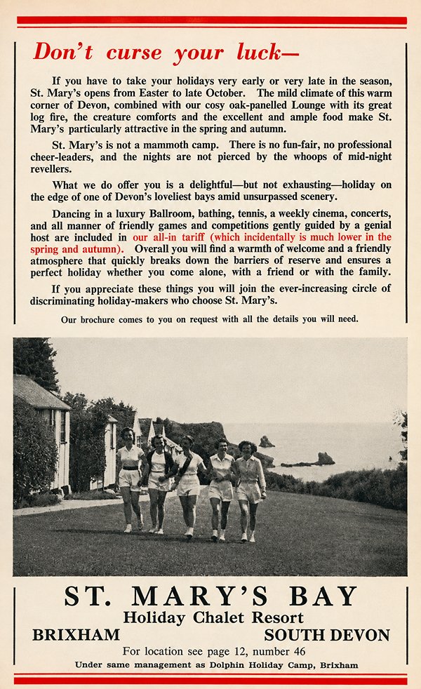 St Mary's Bay Holiday Camp 1955 advert