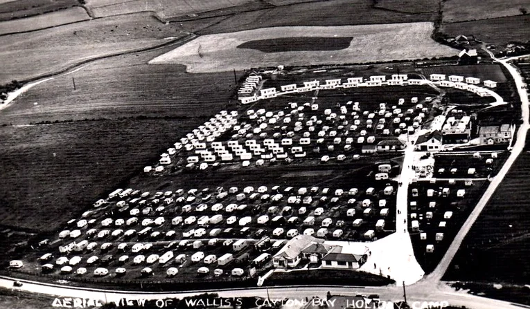 Wallis’s Cayton Bay Holiday Park vintage aerial view of Wallis cayton bay holiday camp