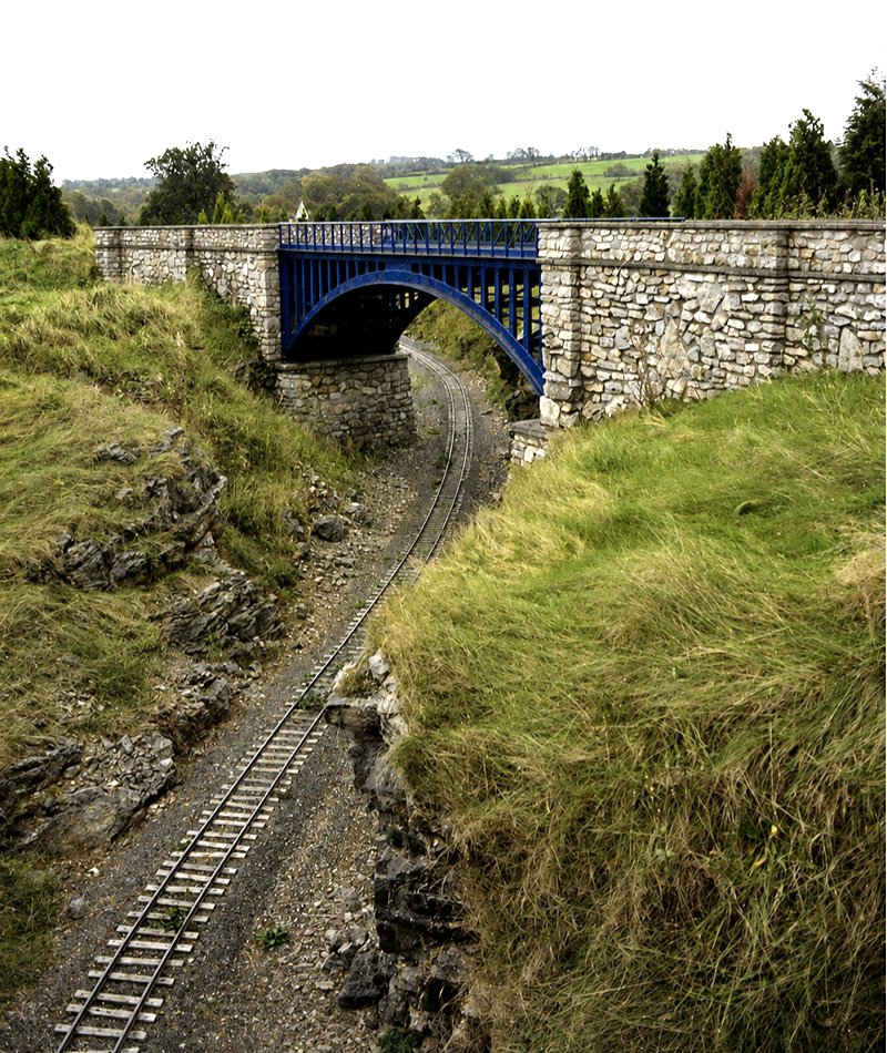 Bridge and deep cutting on the Oakhill manor miniature railway 1987
