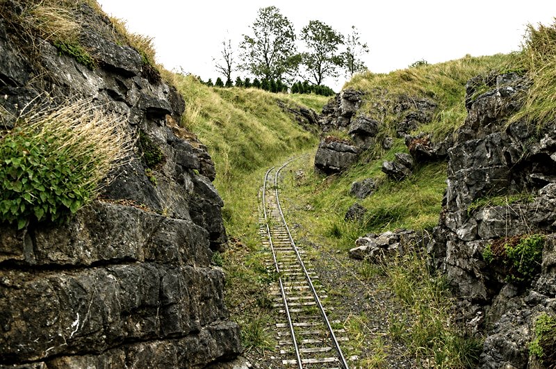 Deep rock cutting on the Oakhill Manor miniature railway