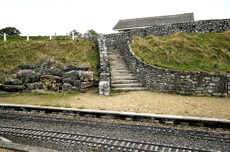 The steps which lead down to the platform from the ticket office at Oakhill Manor miniature railway 1987