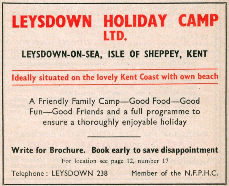 Leysdown Holiday Camp 1955 advert
