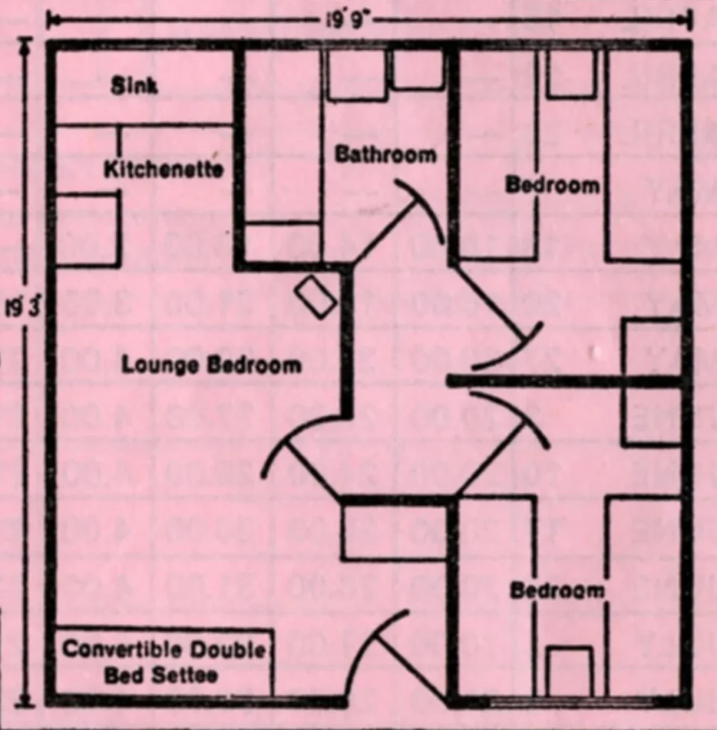 Standard Pontins A5 chalet. These were available as one or two bedrooms. The layout was sometimes flipped with the bedrooms on the left