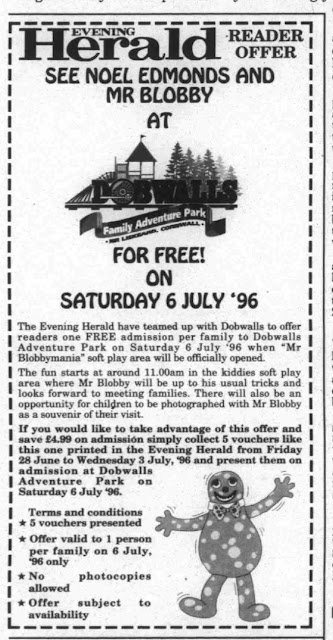 advert for mr blobby at dobwalls