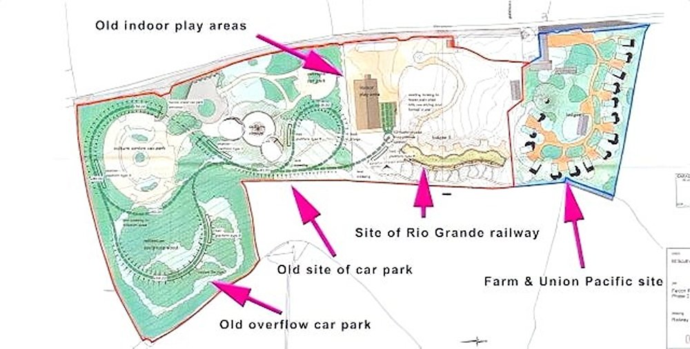 map showing the proposed plans for Dobwalls showing the new miniature railway and art centre building